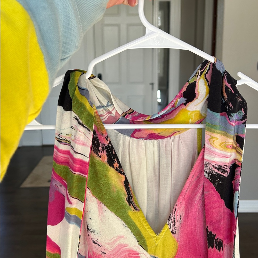 Anthropologie Vibrant Silk Halter Midi Dress - Picture 3 of 6